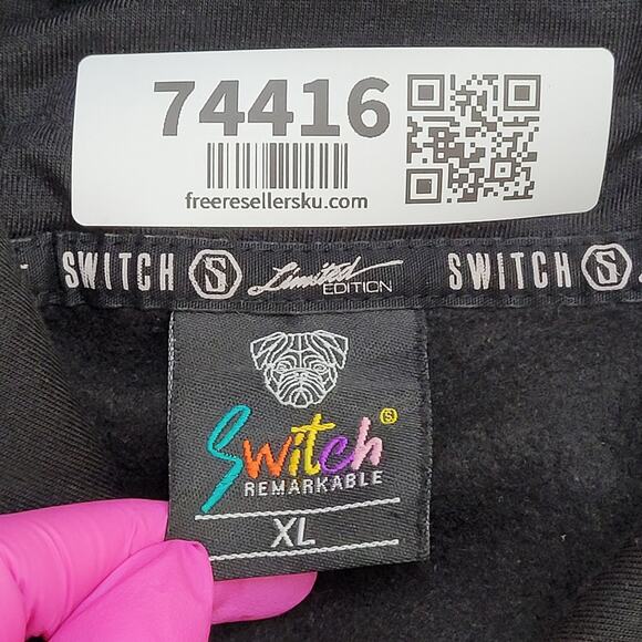 Peace Sign Hoodie Large 22x26 Embroidered Black - Picture 7 of 14